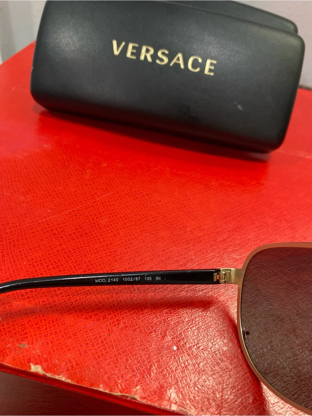 Versace 2140 1002/87 135 3N Black/Gold Aviator Sunglasses w OG Case